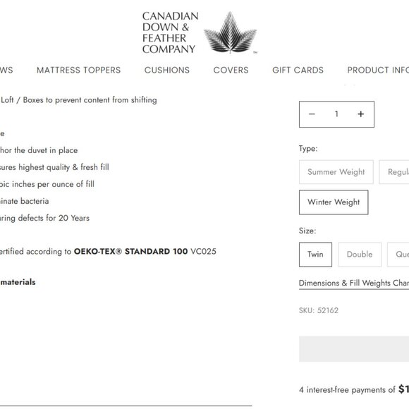 100% white goose down duvet Twin - Picture 2 of 3